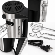 200 W Electric Hand Mixer with 5 Speeds and Twin Beaters, Stainless Steel Finish