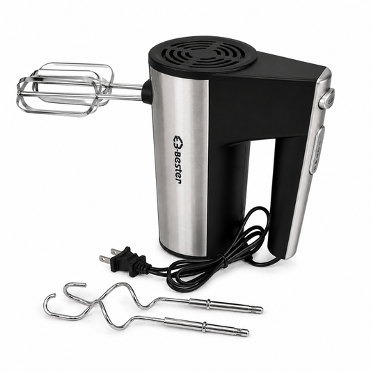 200 W Electric Hand Mixer with 5 Speeds and Twin Beaters, Stainless Steel Finish