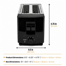750 W 2-Slice Pop-Up Toaster with 5 Shade Settings, Black