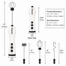 3-in-1 Rechargeable Cordless Hand Mixer with Whisk, Frother and Mixing Hook