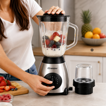 500 W Electric Blender with 6-Cup Glass Jar and Grinder Attachment, 5 Speeds