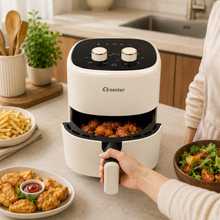 5 L Electric Air Fryer with Adjustable Temperature and Timer, Cream, 1200 W