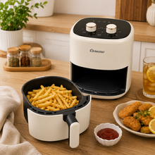 5 L Electric Air Fryer with Adjustable Temperature and Timer, Cream, 1200 W