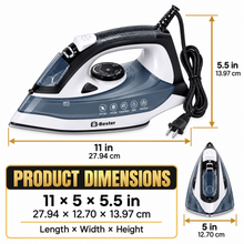 E3-Bester Electric Steam Iron with Adjustable Temperature, Steam Burst, Spray & Self-Clean – White/Gray