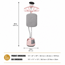 1.4 L Standing Clothes Steamer with Ironing Board and Garment Hanger, Pink, 1400 W