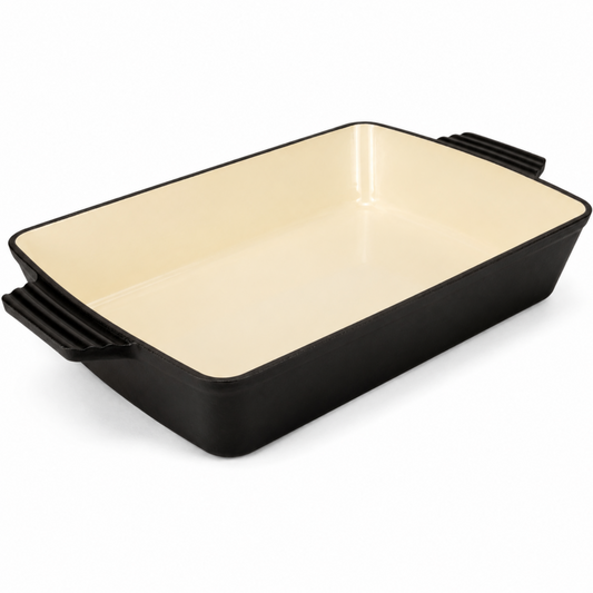 Enameled Cast Iron Rectangular Roaster and Casserole Pan, 3.5-Liter, 15.5 Inch
