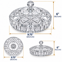 Premium Clear Crystal-Style Covered Serving Bowl with Lid – Medium Candy, Dessert & Snack Bowl, 9.75"