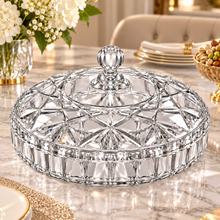 Premium Clear Crystal-Style Covered Serving Bowl with Lid – XL Candy, Dessert & Snack Bowl, 13.75"