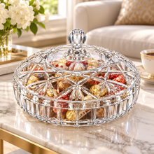 Premium Clear Crystal-Style Covered Serving Bowl with Lid – XL Candy, Dessert & Snack Bowl, 13.75"