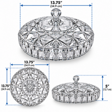 Premium Clear Crystal-Style Covered Serving Bowl with Lid – XL Candy, Dessert & Snack Bowl, 13.75"