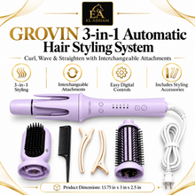 GROVIN 3-in-1 Automatic Hair Styling System – Curl, Wave & Straighten with Interchangeable Attachments