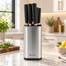 GR Black Silicone Kitchen Utensil 7 PCS Set with Stainless Steel Holder