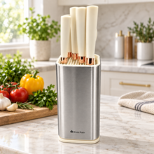 GR Creamy Silicone Kitchen Utensil 7 PCS Set with Stainless Steel Holder
