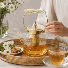 1.2 L Glass Teapot with Stainless Steel Infuser and Gold-Tone Handle