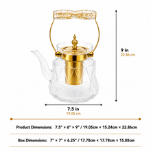 1.2 L Glass Teapot with Stainless Steel Infuser and Gold-Tone Handle