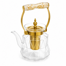 1.2 L Glass Teapot with Stainless Steel Infuser and Gold-Tone Handle
