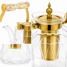 1.2 L Glass Teapot with Stainless Steel Infuser and Gold-Tone Handle