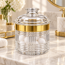 Medium Clear Geometric Storage Canister with Gold-Tone Band & Dome Lid