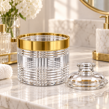 Medium Clear Geometric Storage Canister with Gold-Tone Band & Dome Lid
