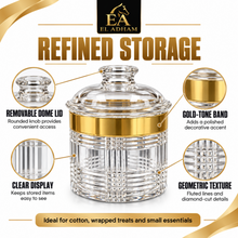 Medium Clear Geometric Storage Canister with Gold-Tone Band & Dome Lid