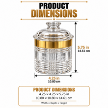 Medium Clear Geometric Storage Canister with Gold-Tone Band & Dome Lid