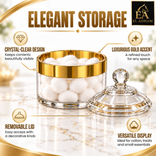 Medium 14 oz Clear Storage Canister with Gold-Tone Band & Decorative Dome Lid