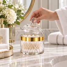 Luxury Large Clear Storage Canister with Gold-Tone Band & Decorative Dome Lid