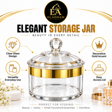 Luxury Large Clear Storage Canister with Gold-Tone Band & Decorative Dome Lid