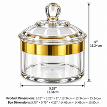 Luxury Large Clear Storage Canister with Gold-Tone Band & Decorative Dome Lid