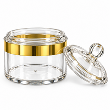 Luxury Large Clear Storage Canister with Gold-Tone Band & Decorative Dome Lid