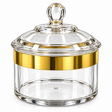 Luxury Large Clear Storage Canister with Gold-Tone Band & Decorative Dome Lid