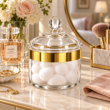 Luxury XL Clear Storage Canister with Gold-Tone Band & Decorative Dome Lid