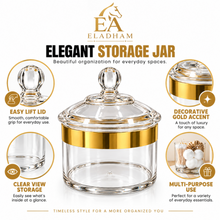Luxury XL Clear Storage Canister with Gold-Tone Band & Decorative Dome Lid