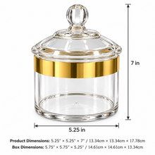 Luxury XL Clear Storage Canister with Gold-Tone Band & Decorative Dome Lid