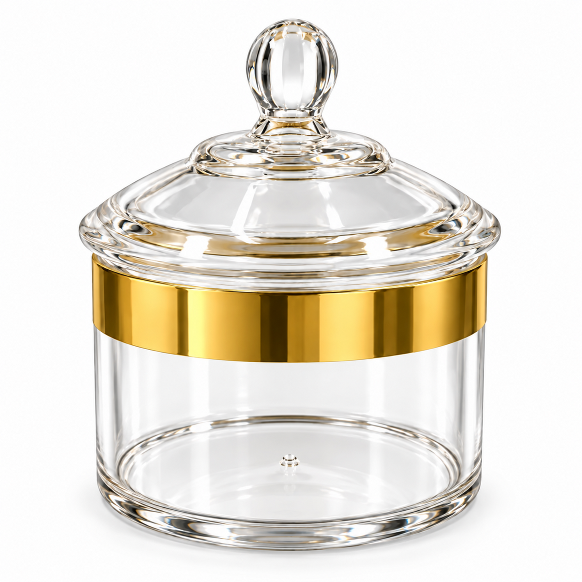 Luxury XL Clear Storage Canister with Gold-Tone Band & Decorative Dome Lid