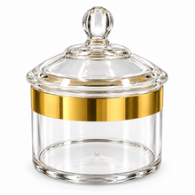 Luxury XL Clear Storage Canister with Gold-Tone Band & Decorative Dome Lid