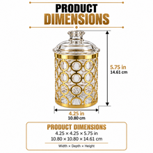 Clear Storage Canister with Gold-Tone Circular Frame & Decorative Dome Lid