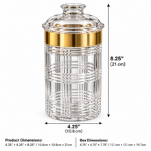 Luxury Large Clear Crystal-Style Storage Canister with Gold-Tone Trim & Decorative Lid