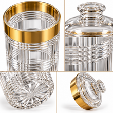 Luxury Large Clear Crystal-Style Storage Canister with Gold-Tone Trim & Decorative Lid