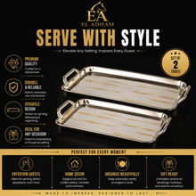 2-Piece Chrome Serving Tray Set with Raised Edges and Easy-Grip Handles