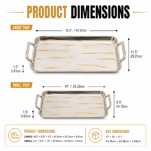 2-Piece Chrome Serving Tray Set with Raised Edges and Easy-Grip Handles