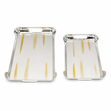 2-Piece Chrome Serving Tray Set with Raised Edges and Easy-Grip Handles