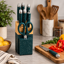 Premium Stainless Steel 8 pcs kitchen knife set Green & Gold & white