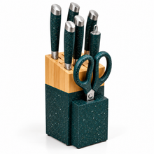 Premium Stainless Steel 8 pcs kitchen knife set Green & Gold & white