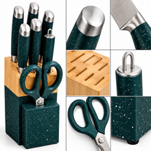 Premium Stainless Steel 8 pcs kitchen knife set Green & Gold & white