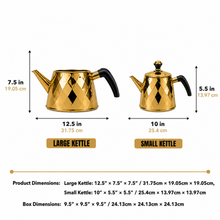 Gold Stainless Steel Turkish Tea Pot Set, 2.5 L and 1 L, 2-Piece
