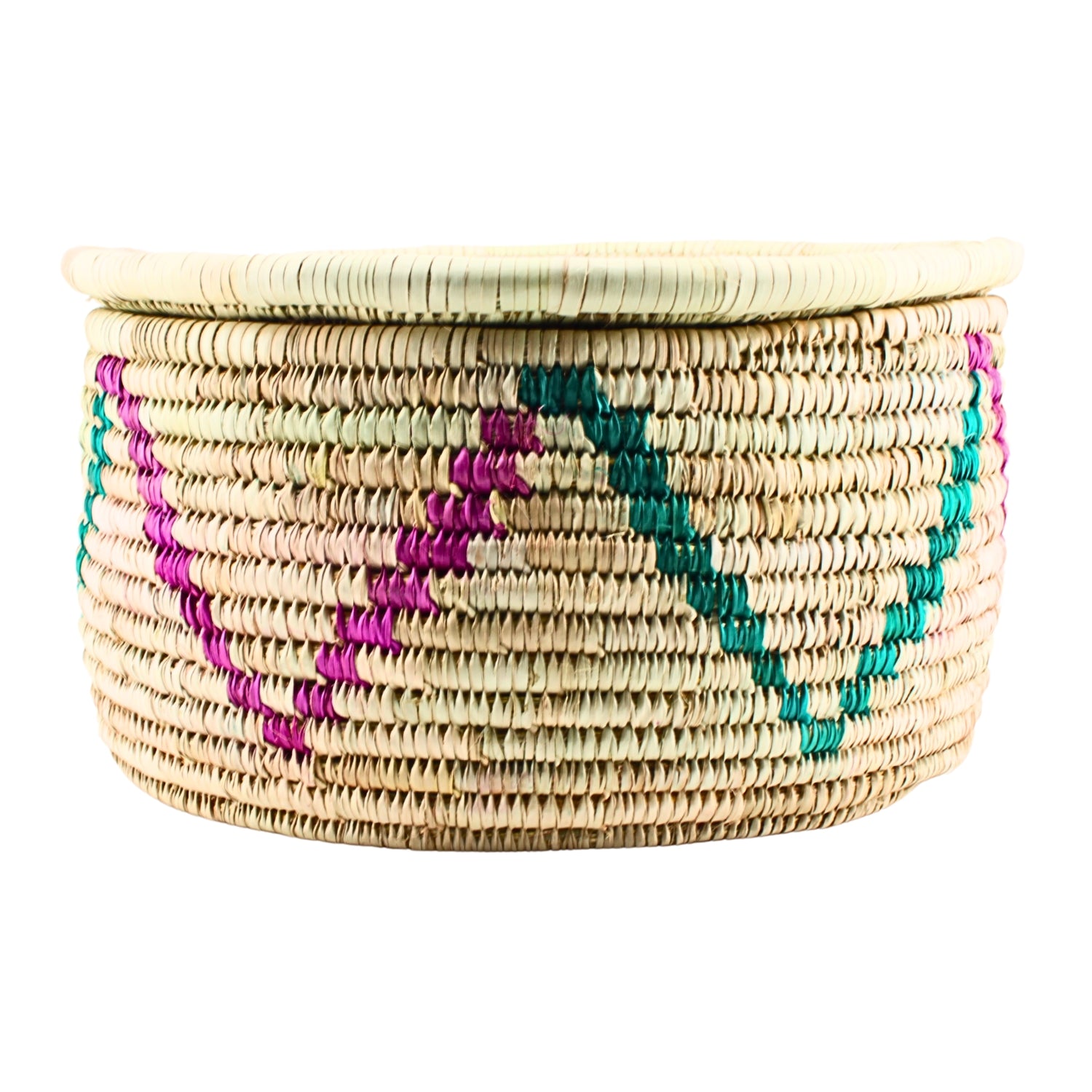 Decorated Round Rattan Bread Box with Lid