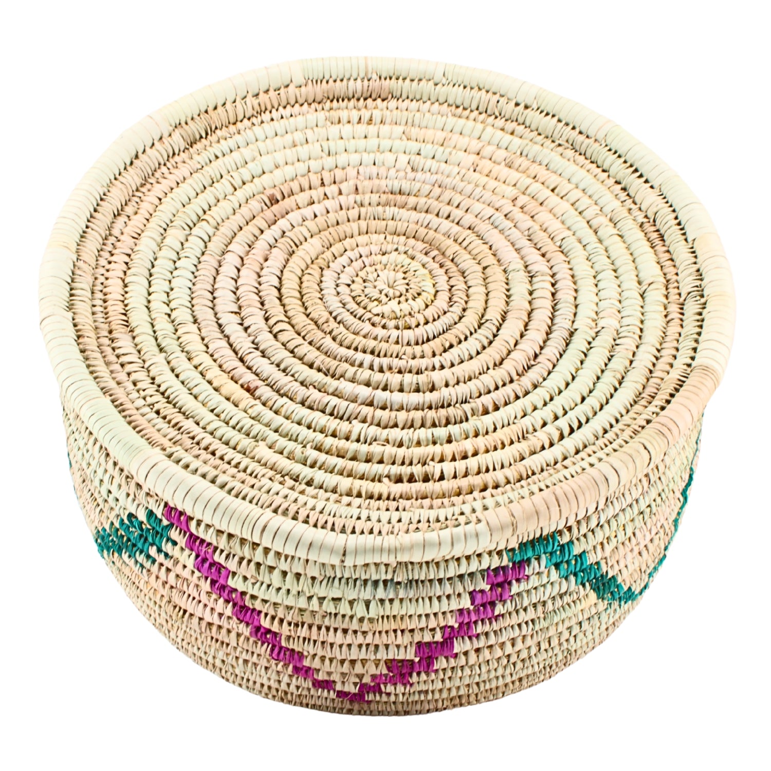 Decorated Round Rattan Bread Box with Lid