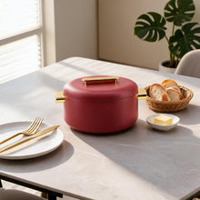 Heat-Retaining Red Insulated Casserole Set - Gold Handle 3-Piece Collection 1/2/3.5L