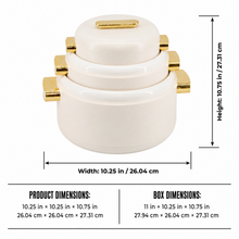 Heat-Retaining Cream Insulated Casserole Set - Gold Handle 3-Piece Collection 1/2/3.5L